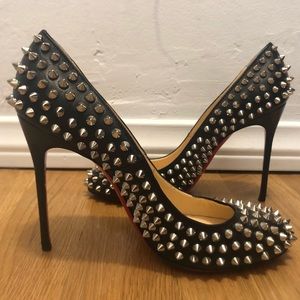 Christian Louboutins Bianca Black Spiked Heels